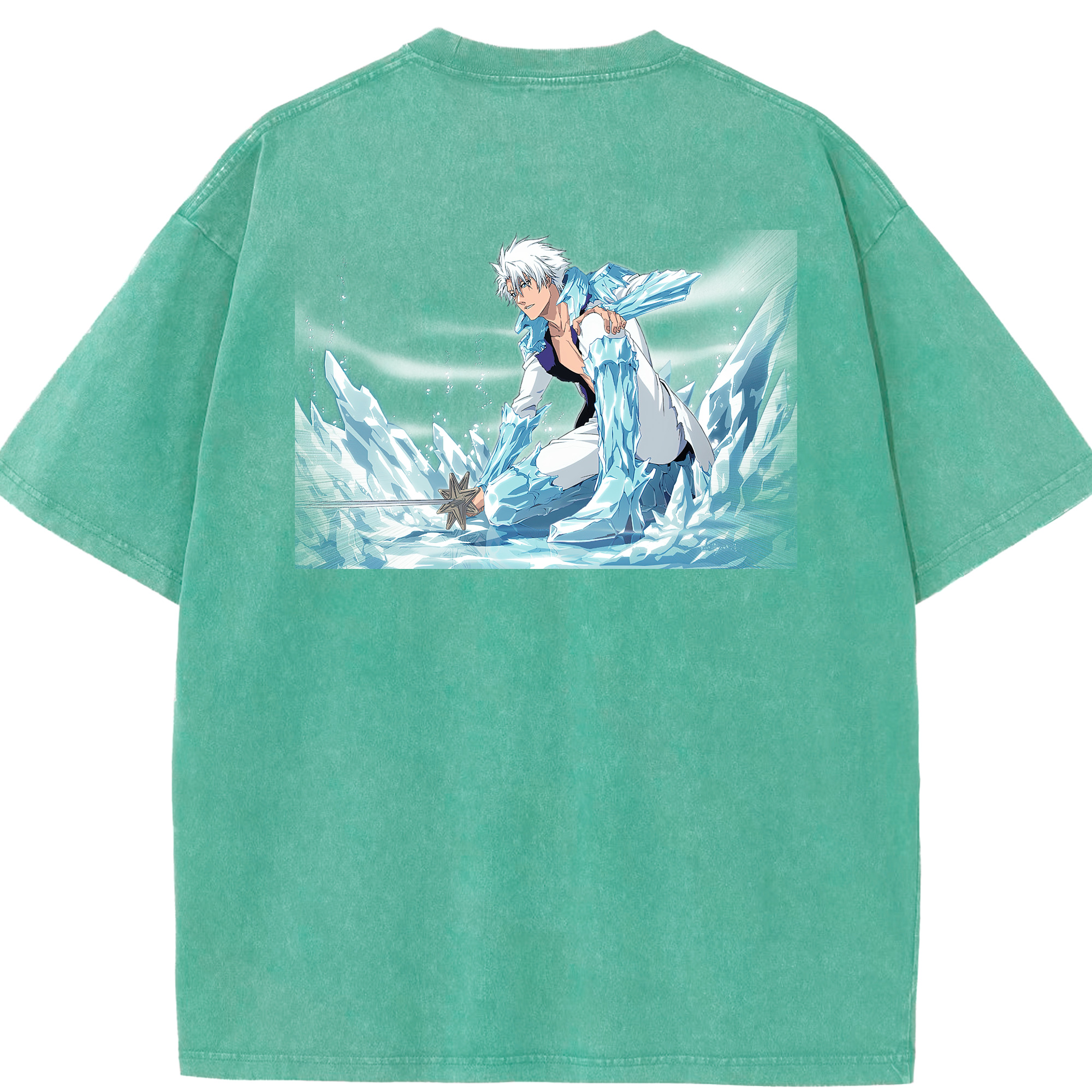 （画像用） ブリーチ 日番谷冬獅郎（ひつがや とうしろう） BLEACH Hitsugaya Toushirou 綿100% ヴィンテージ風 半袖Tシャツ（背面プリント）